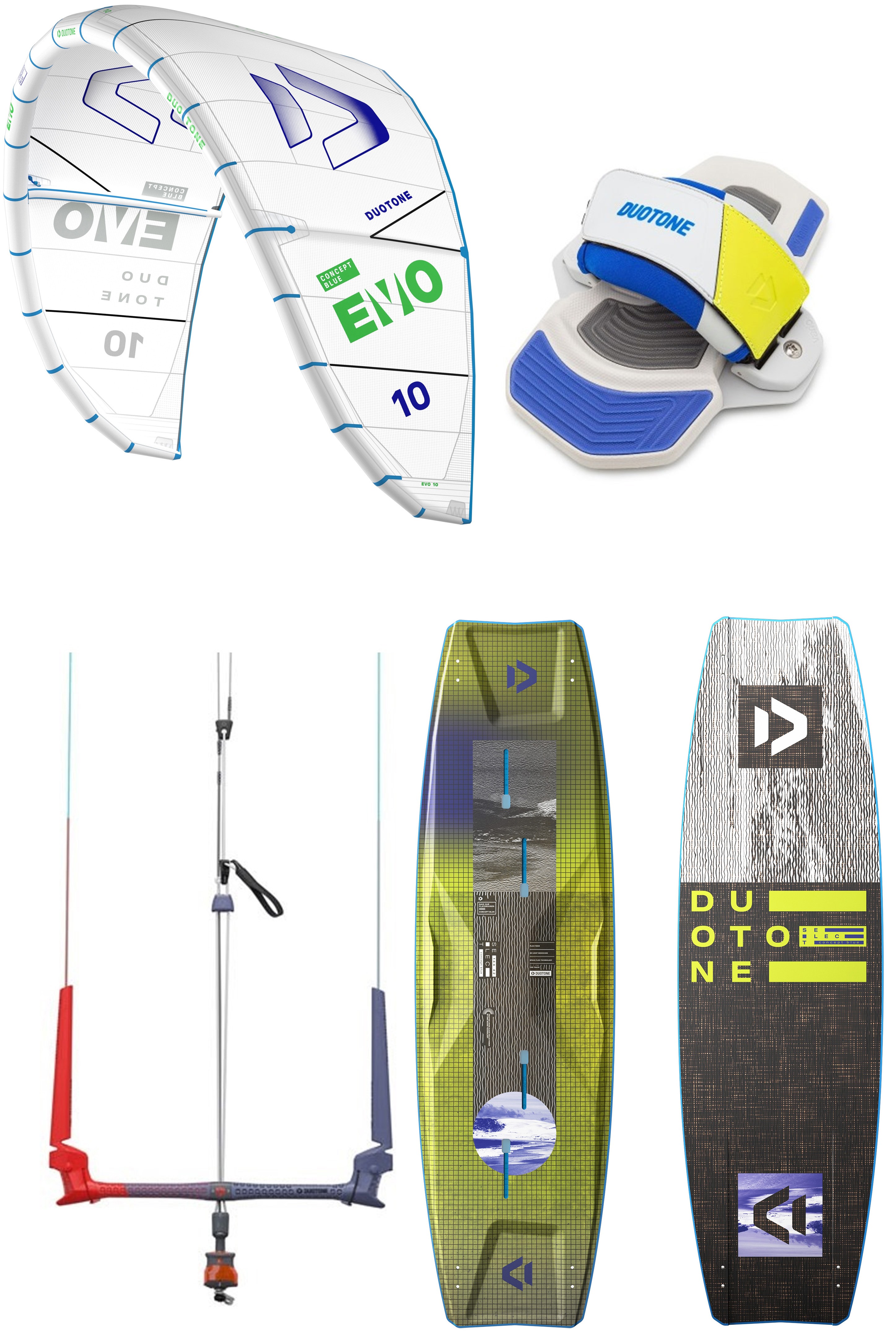 Duotone Kiteboarding-Evo 2025 + Select Concept Blue 2025 Pack de Kitesurf
